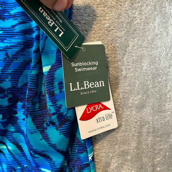 L.L. Bean Sz 6 Sun-blocking Scoop Neck Tankini Top Blue Women's New - Picture 6 of 9